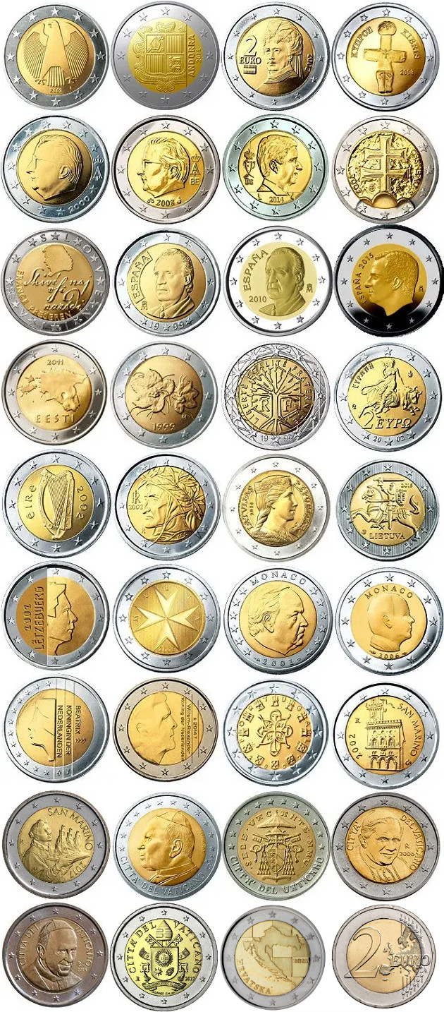 R Marco de referencia Crónico Monedas de 2 Euros todas las Caras Nacionales | Numismatica Visual