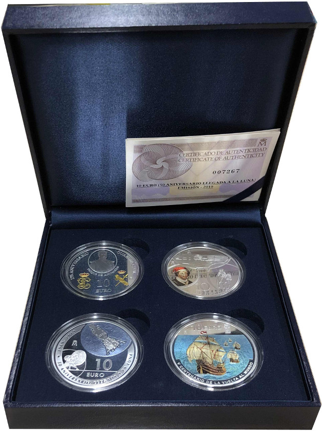 Prophila Caja De Monedas Gris Con 35 Compartimientos Angulares Para Monedas De Hasta 36 Mm – Inserto De Terciopelo Azul, Medidas 237x296x22 Mm