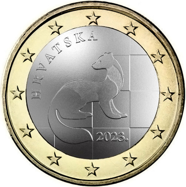 Diseño definitivo de la moneda de 1 euro de Croacia
